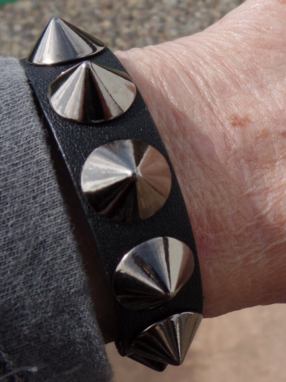 Leather Spike Stud Bracelet BLACK NEW